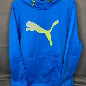 Puma Neon Yellow and Blue Big Cat Hoodie XXL